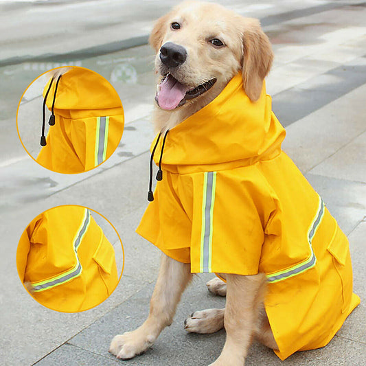 Dog Raincoat e Waterproof Rain Jacket With Safety Reflective Stripe